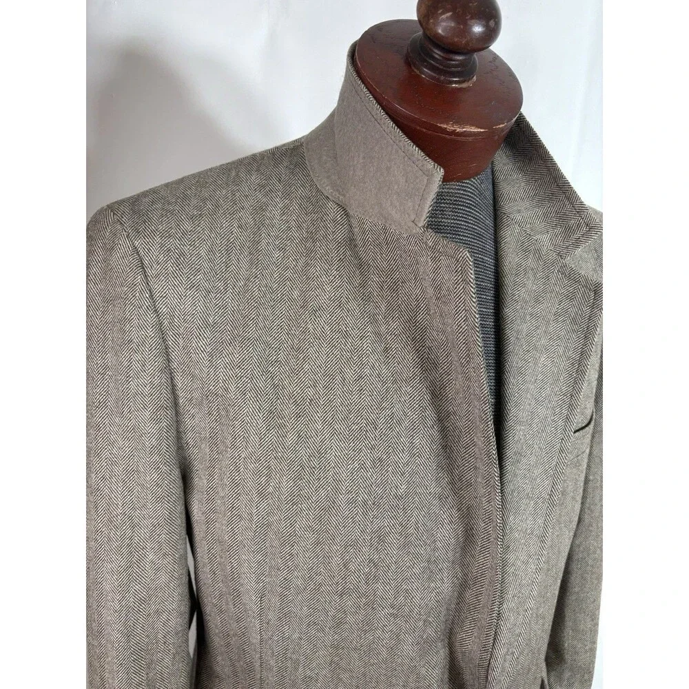 Vtg Men's 44R Brown Wool Tweed Sport Coat Jacket Blazer Herringbone Richards EUC